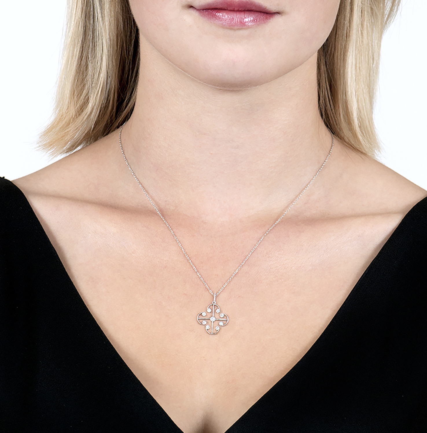 Diamond Lattice Pendant Necklace