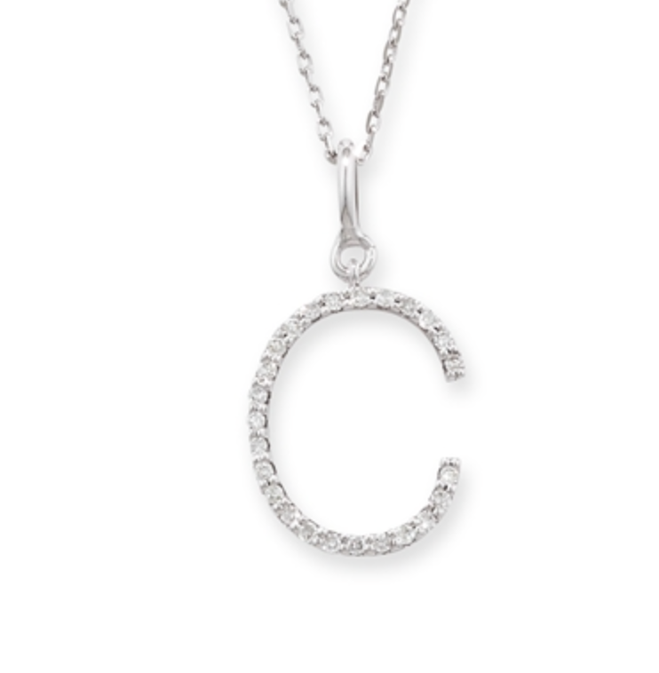 Diamond Initial C Pendant Necklace