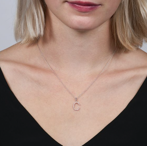 Diamond Initial C Pendant Necklace