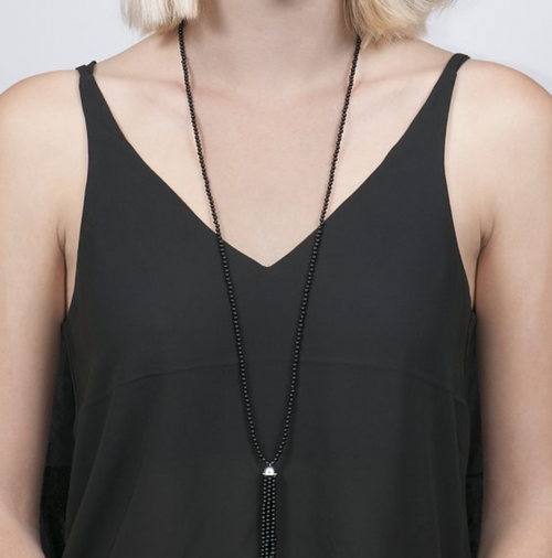 Black Onyx Tassel Necklace